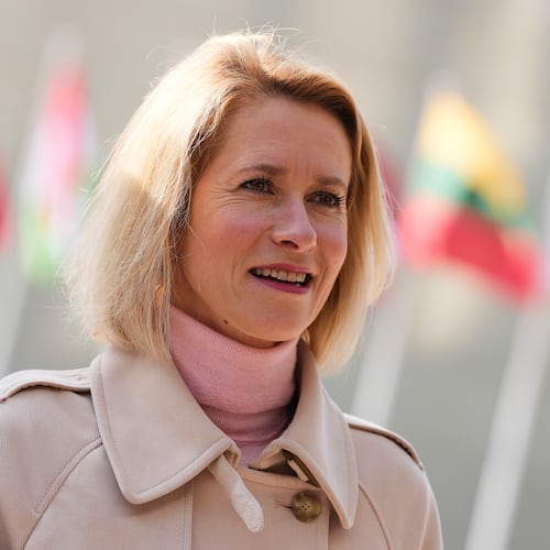 European Union foreign policy chief Kaja Kallas arrives for a meeting of EU foreign ministers at the European Council building in Luxembourg, Tuesday, April 21, 2026. (AP Photo/Virginia Mayo)