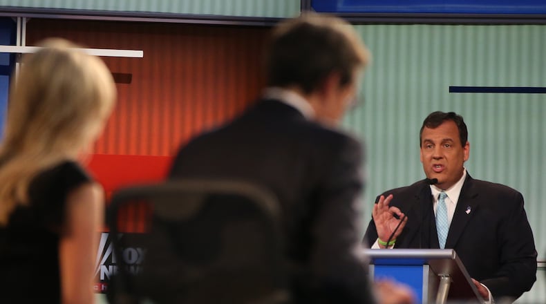 Republican presidential candidate New Jersey Gov. Chris Christie answers a question during the first Republican presidential debate at the Quicken Loans Arena Thursday, Aug. 6, 2015, in Cleveland. (AP Photo/Andrew Harnik)