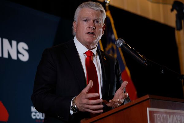U.S. Rep. Mike Collins, seen here speaking to supporters on election night last month. (Miguel Martinez/AJC)