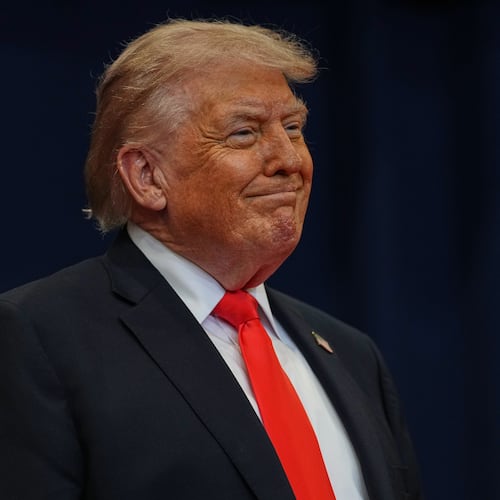 President Donald Trump arrives to speak at a charter school in The Villages, Fla., Friday, May 1, 2026. (AP Photo/Matt Rourke)