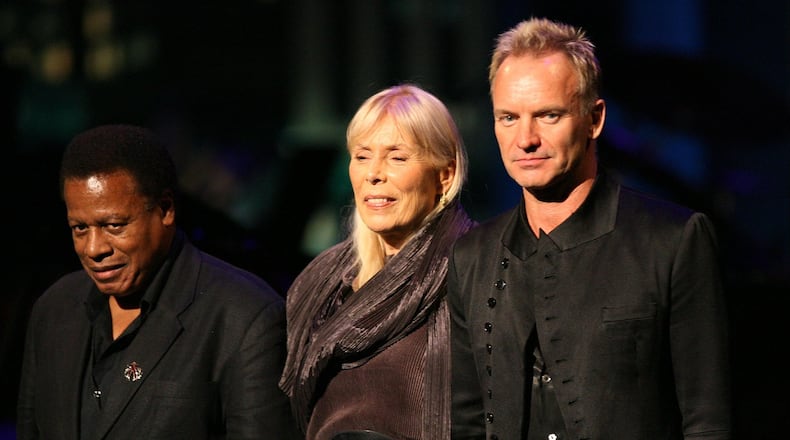 Joni Mitchell, center, has excelled at rock, pop, jazz and folk during her musical career.