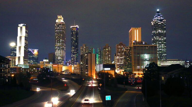 The Atlanta skyline shown from the Jackson Street bridge Thursday night, January 29, 2015. JASON GETZ / AJC FILE PHOTO