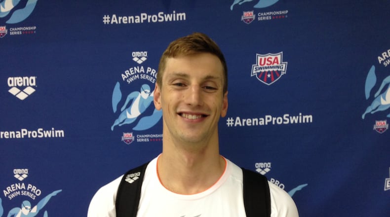 Soon-to-be Emory graduate Andrew Wilson won the 100-meter breaststroke Sundy at the Arena Swim Pro Series meet at Georgia Tech’s McCauley Aquatic Center. (AJC photo by Ken Sugiura)