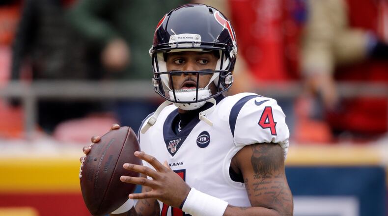 Houston Texans quarterback Deshaun Watson passes the ball before an NFL divisional playoff football game against the Houston Texans last season. Formerly of Gainesville High, Watson has led the Texans to the playoffs and made the Pro Bowl the past two seasons (AP Photo/Charlie Riedel)
