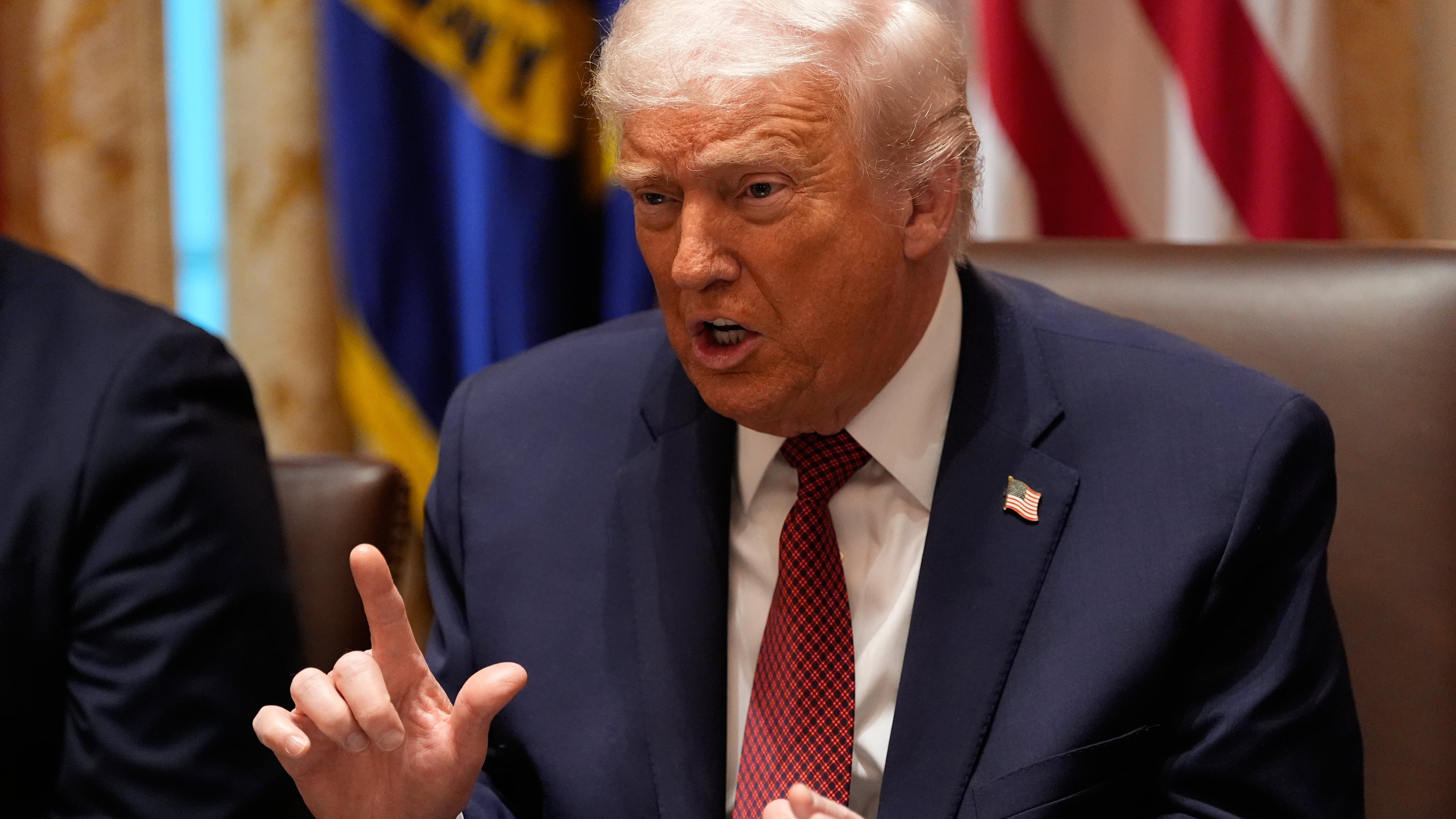 President Donald Trump speaks during a roundtable on farm subsidies in the Cabinet Room of the White House, Monday, Dec. 8, 2025, in Washington. (AP Photo/Alex Brandon)