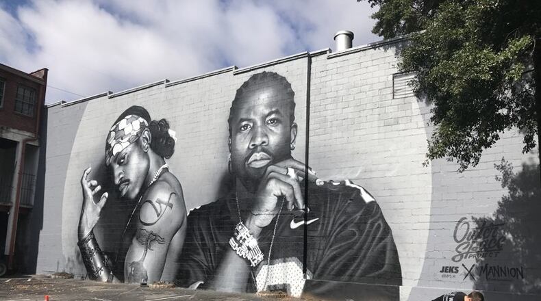 A 30-foot-tall mural of Atlanta hip-hop legends OutKast was painted on the side of a building in Atlanta's Little Five Points neighborhood. TYLER ESTEP / TYLER.ESTEP@AJC.COM