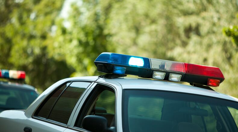 File photo of a police car with lights on