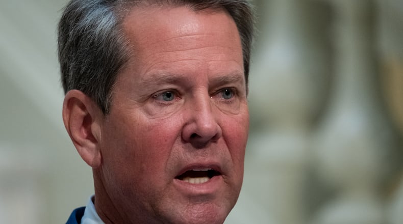 200717-Atlanta-Gov. Brian Kemp speaks to journalists during a coronavirus briefing Friday morning July 17, 2020 at the State Capitol. Ben Gray for the Atlanta Journal-Constitution