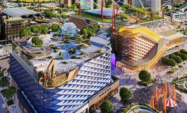 This image rendering from FX Collaborative and Neoscape, Inc. shows the proposed casino "The Coney", in the Coney Island section of the Brooklyn borough of New York. (FX Collaborative and Neoscape Inc. via AP)