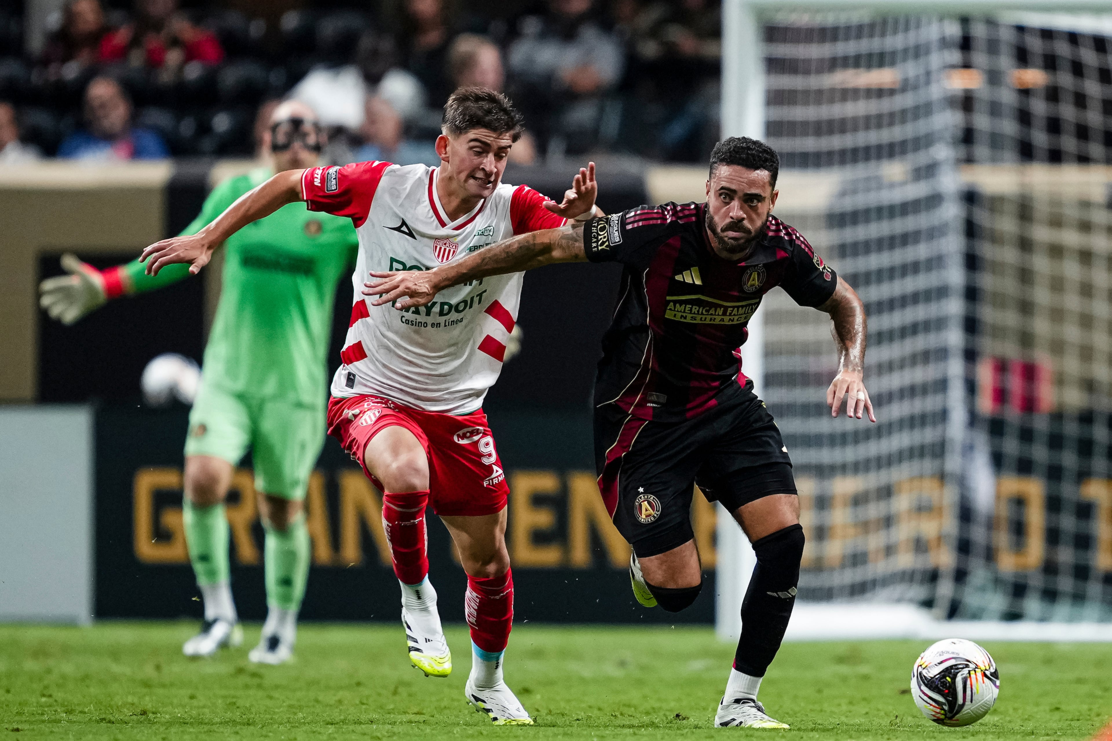 Atlanta United defender Derrick Williams dribbles the ball during the Leagues Cup match against the Necaxa at Mercedes-Benz Stadium on Wednesday. (Mitch Martin/Atlanta United)