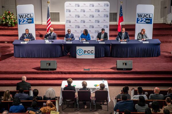 Candidates speak at the Georgia Democratic gubernatorial candidate forum in Savannah, GA, on Jan. 8, 2026. (Justin Taylor/The Current GA/Catchlight Local/Report for America)