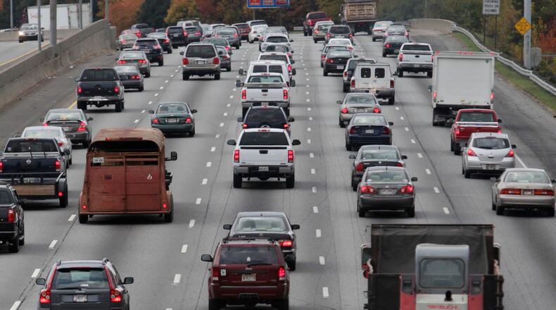 Nov. 14, 2011 - Cobb County - Morning commuter traffic on I75 southbound just north of South Marietta Parkway. Morning commuter traffic on I75 in Cobb County. A traffic study for the $1 billion project to add HOT lanes to I-75 shows that overall it will help drivers in the regular lanes, but in a few spots it could make traffic in the regular lanes worse. Northbound traffic on I-75 just south of Big Shanty Road is projected to get worse if the project is constructed. Bob Andres bandres@ajc.com