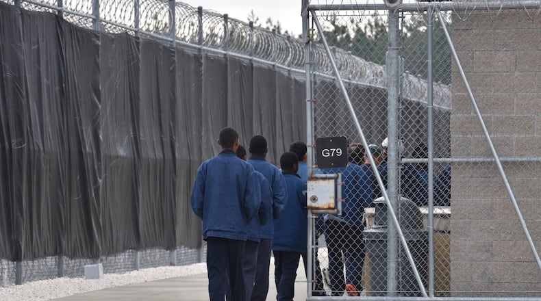 The view from inside Folkston, Ga., ICE processing center in February. AJC file/HYOSUB SHIN