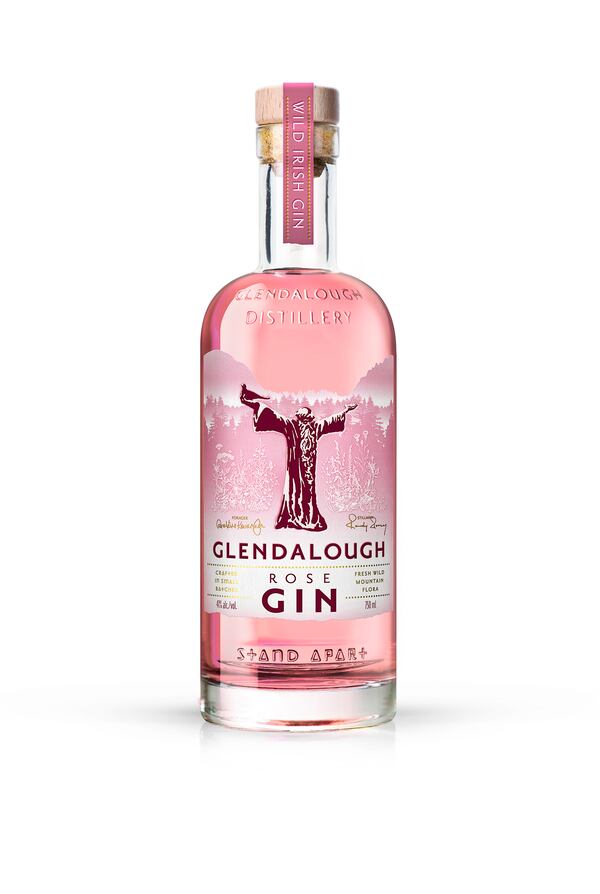 Small batch Glendalough Rose Gin is infused with wild plants, including three types of rose petals that give it its pink hue.
(Courtesy of Glendalough)