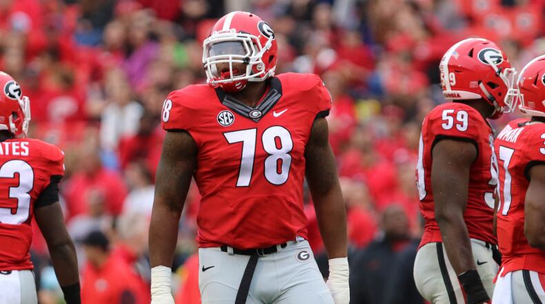 Trent Thompson, a 6-foot-4, 308-pound defensive lineman, ended up starting six games and playing in 12 of the 13 as a freshman.