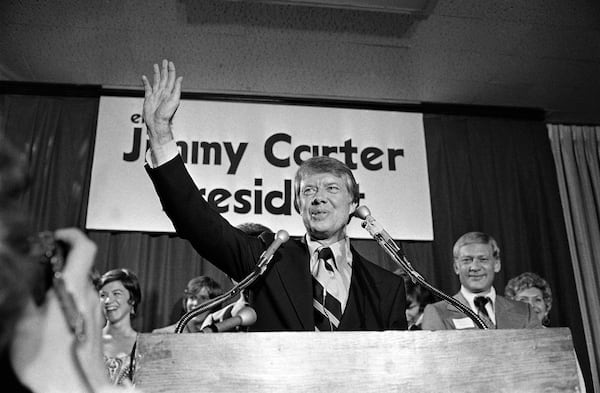 Georgia Gov. Jimmy Carter, who later went on to be president, is among the Georgians who challenged America to wrestle with faith, justice, memory and hope. (AP 1974)