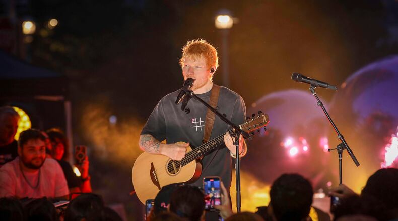 FILE - Singer-songwriter Ed Sheeran performs during "Ed Sheeran's Play: Live from New York" presented by TikTok at Domino Square in the Brooklyn borough of New York, Sept. 13, 2025. (Photo by Andy Kropa/Invision/AP, File)