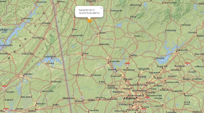 A small earthquake hit northwest Georgia on Thursday.