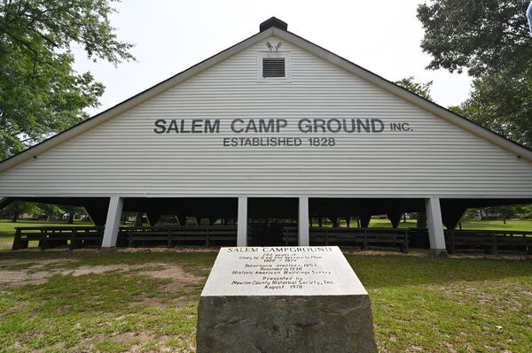 The open-air tabernacle, built in 1854, is featured prominently on the Salem Camp Ground. It's shown ahead of the Salem Campmeeting, which starts July 9. (Hyosub Shin / Hyosub.Shin@ajc.com)