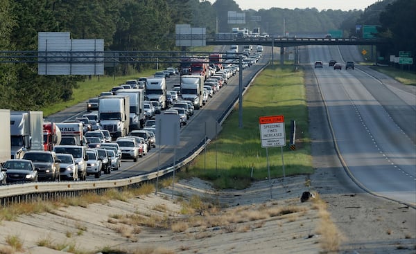 Southbound lanes of I-95 near the Georgia-South Carolina border are empty as northbound lanes are packed as people evacuate ahead of the arrival of Hurricane Irma September 8, 2017, in Savannah, Georgia. (Chip Somodevilla/Getty Images)