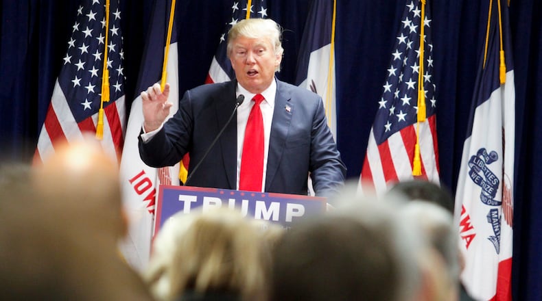 Republican presidential candidate Donald Trump speaks during a rally at the Des Moines Area Community College Newton Campus, Thursday, Nov. 19, 2015, in Newton, Iowa. (AP Photo/Matthew Holst)