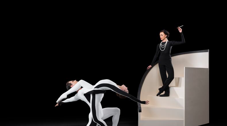 Atlanta Ballet dancers Sojung Lee and Severin Brotschul are the Chanel logo and Brooke Gilliam performs as Shadow.
(Courtesy of Atlanta Ballet / Shoccara Marcus)
