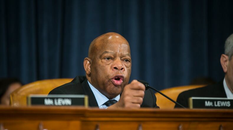 Rep. John Lewis (D-Ga.) speaks during a House Ways and Means Committee hearing on tax policy, on May 18, 2017. (Al Drago/The New York Times)