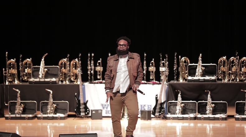 Blanco Brown visited Westlake High School students Thursday.