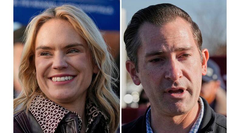 FILE - This combination image shows Aftyn Behn, left, Nov. 13, 2025, Nashville, Tenn. and Matt Van Epps, Nov. 12, 2025, in Nashville, Tenn. (AP Photo/George Walker IV, file)