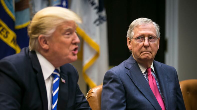 Referring to the Jan. 6, 2021, attack on the U.S. Capitol, Senate GOP Leader Mitch McConnell, right, pointed the finger Donald Trump, saying, “The entire nation knows who is responsible for that day.” But most Republicans in Congress have long avoided any kind of direct accusation at the former president.
