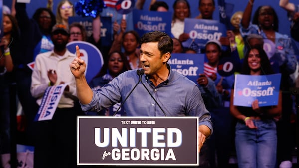 U.S. Sen. Jon Ossoff speaks at a joint campaign rally with Democratic candidate for governor Keisha Lance Bottoms at the Tabernacle in Atlanta in May. (Arvin Temkar/AJC)