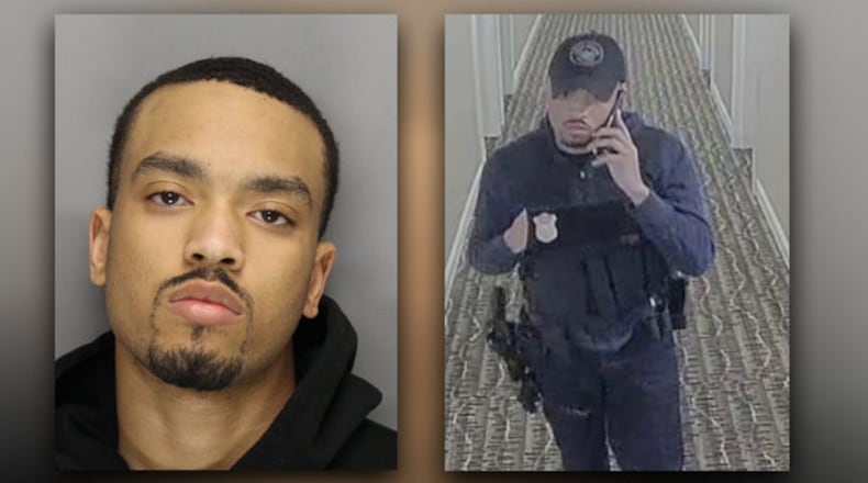 Justin Thorne was arrested after allegedly committing an armed robbery while wearing a police uniform.