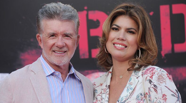 WESTWOOD, CA - JULY 26: Actor Alan Thicke and wife Tanya Callau arrive at the premiere of STX Entertainment's "Bad Moms" at Mann Village Theatre on July 26, 2016 in Westwood, California. (Photo by Gregg DeGuire/WireImage)