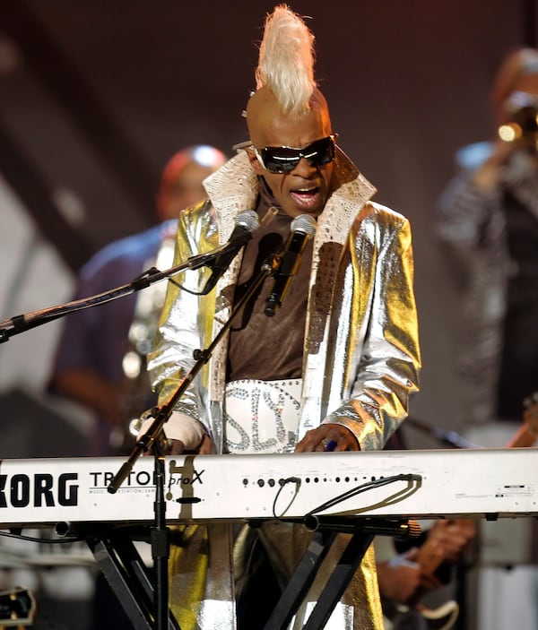 FILE - Sly Stone from the group Sly and the Family Stone performs at the 48th Annual Grammy Awards on Feb. 8, 2006, in Los Angeles. (AP Photo/Mark J. Terrill, File)
