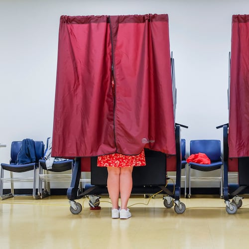 Voters cast their ballots at the Dryades YMCA polling location in New Orleans, Saturday, May 16, 2026. (Sophia Germer/The Times-Picayune/The New Orleans Advocate via AP)