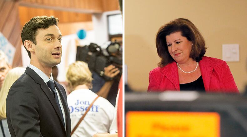Democrat Jon Ossoff and Republican Karen Handel on Election Day in Georgia's 6th Congressinal District runoff. Photo: AJC