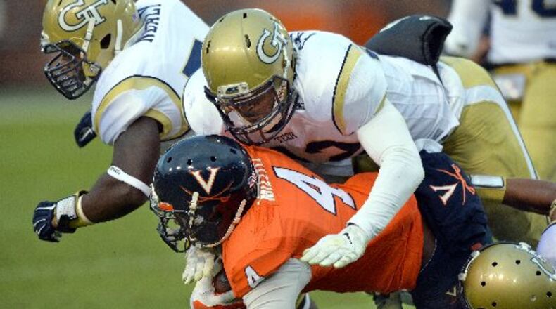 Georgia Tech defensive end KeShun Freeman was named a freshman All-American and an honorable mention All-ACC selection last season. (AJC photo by Hyosub Shin)