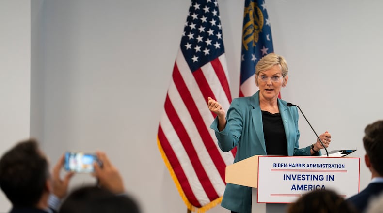U.S. Secretary of Energy Jennifer Granholm speaks during a discussion hosted by the Atlanta Regional Commission on Sept. 13, 2024, in Atlanta. The event, exclusive to The Atlanta Journal-Constitution, covered key topics including clean energy, data centers, and nuclear power. Granholm's visit comes amid ongoing discussions about the future of sustainable energy in Georgia. (Olivia Bowdoin for the AJC).