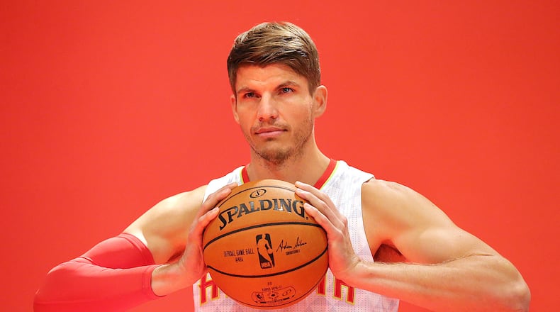 Hawks guard Kyle Korver during Hawks media day on Sept. 26, 2016, in Atlanta. Curtis Compton /ccompton@ajc.com