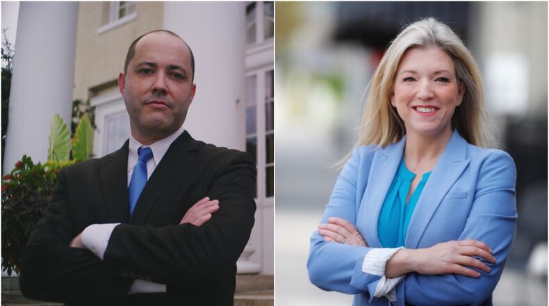 Incumbent Attorney General Chris Carr, a Republican, has said that an attorney general must defend state laws, including Georgia's anti-abortion statute. Not doing so would be a “dereliction of duty,” he said. His Democratic opponent, state Sen. Jen Jordan, said an attorney general is allowed to choose not to a defend a law if they think it violates the state constitution. Courtesy photos.