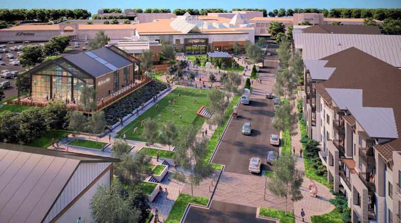 This is a rendering of the redeveloped North Point Mall entrance from Dwell Design Studio. (City of Alpharetta)