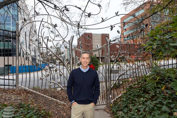 Eric Busko commissioned an iron gate at the Shepherd Center's Secret Garden as a 22-year anniversary present for his wife Mary. PHIL SKINNER FOR THE ATLANTA JOURNAL-CONSTITUTION