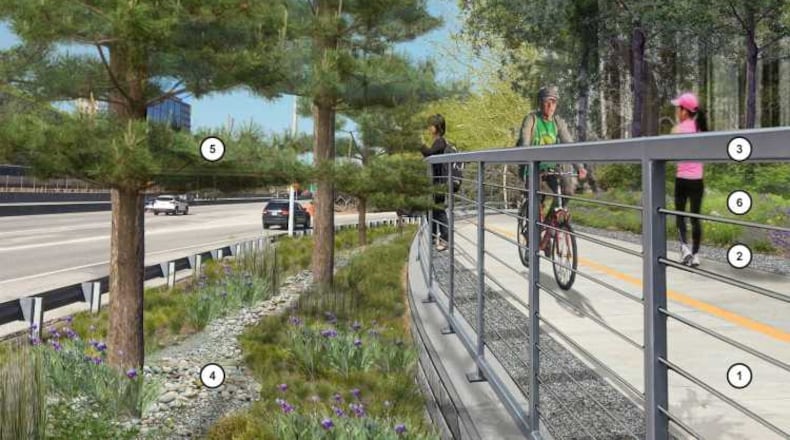This is a rendering of what the multi-use path set to run along Ga. 400 from Atlanta to Sandy Springs will look like.