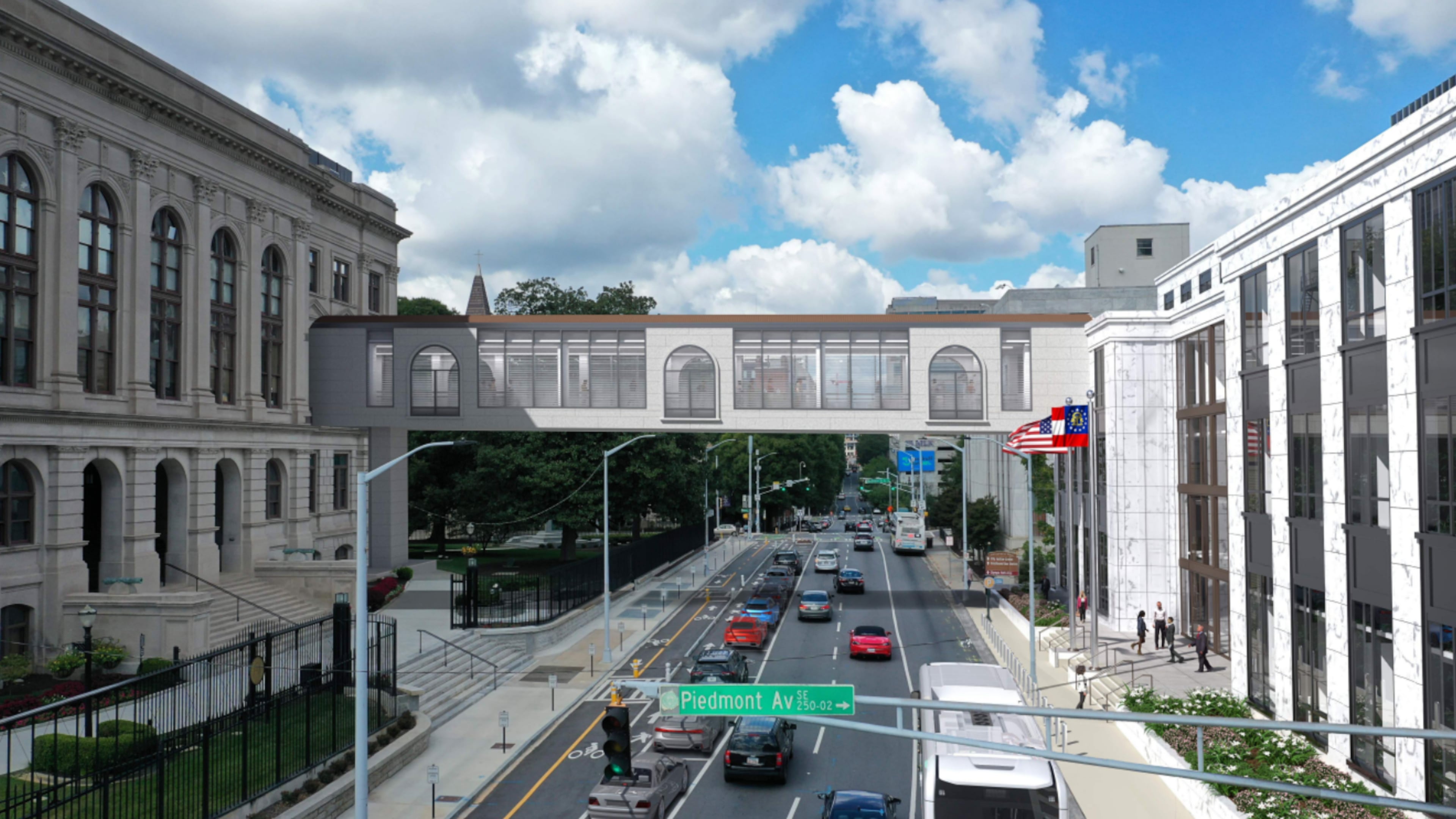 A rendering shows the proposed skybridge included in state plans to give Capitol Hill a $400 million makeover. (Courtesy of Georgia Building Authority)