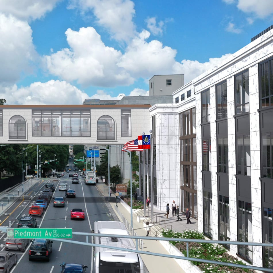 A rendering shows the proposed skybridge included in state plans to give Capitol Hill a $400 million makeover. (Courtesy of Georgia Building Authority)