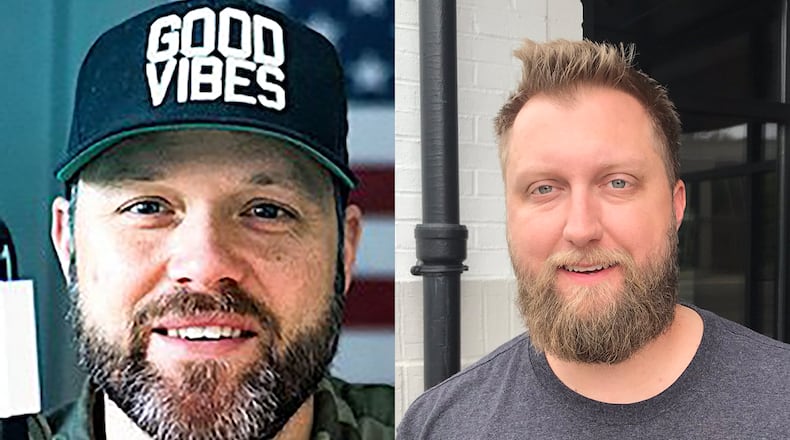 Jeremy "Otis" Maher (left) returns to 94.9/The Bull as music director and afternoon host while morning host Spencer Graves (right) is out after nearly three years. (L- PUBLICITY PHOTO R- Rodney Ho/rho@ajc.com)