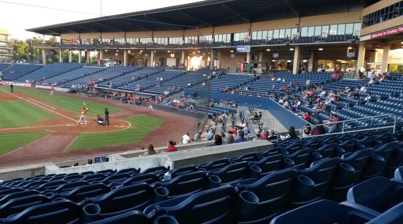 The Gwinnett Braves, a minor-league team for the Atlanta Braves, has struggled to attract fans to Coolray Field north of Lawrenceville near the Mall of Georgia. Now, Atlanta United plans to launch a United Soccer League team that will join the Gwinnett Braves in playing games at Coolray in 2018. MATT KEMPNER / AJC