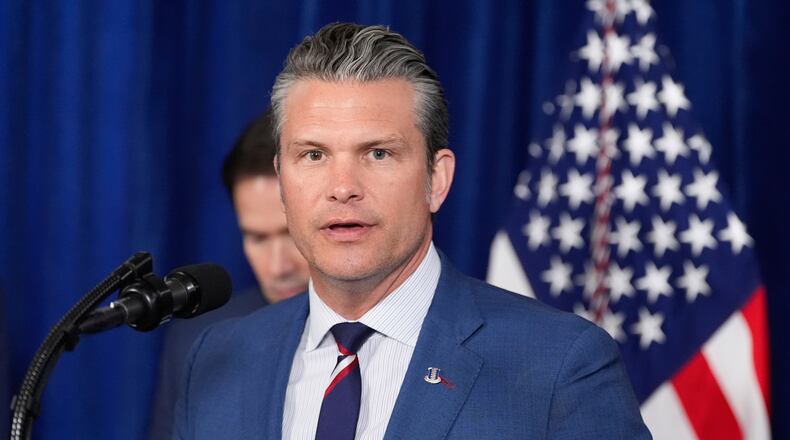 Defense Secretary Pete Hegseth speaks at Mar-a-Lago, Saturday, Jan. 3, 2026, in Palm Beach, Fla. (AP Photo/Alex Brandon)