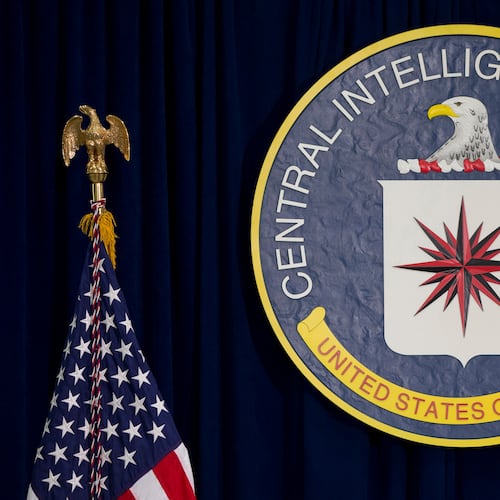 FILE - The seal of the Central Intelligence Agency at CIA headquarters in Langley, Va., April 13, 2016. (AP Photo/Carolyn Kaster, File)