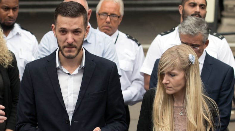 Chris Gard and Connie Yates, the parents of 11-month-old Charlie Gard, speak to the media following their decision to end their legal challenge.